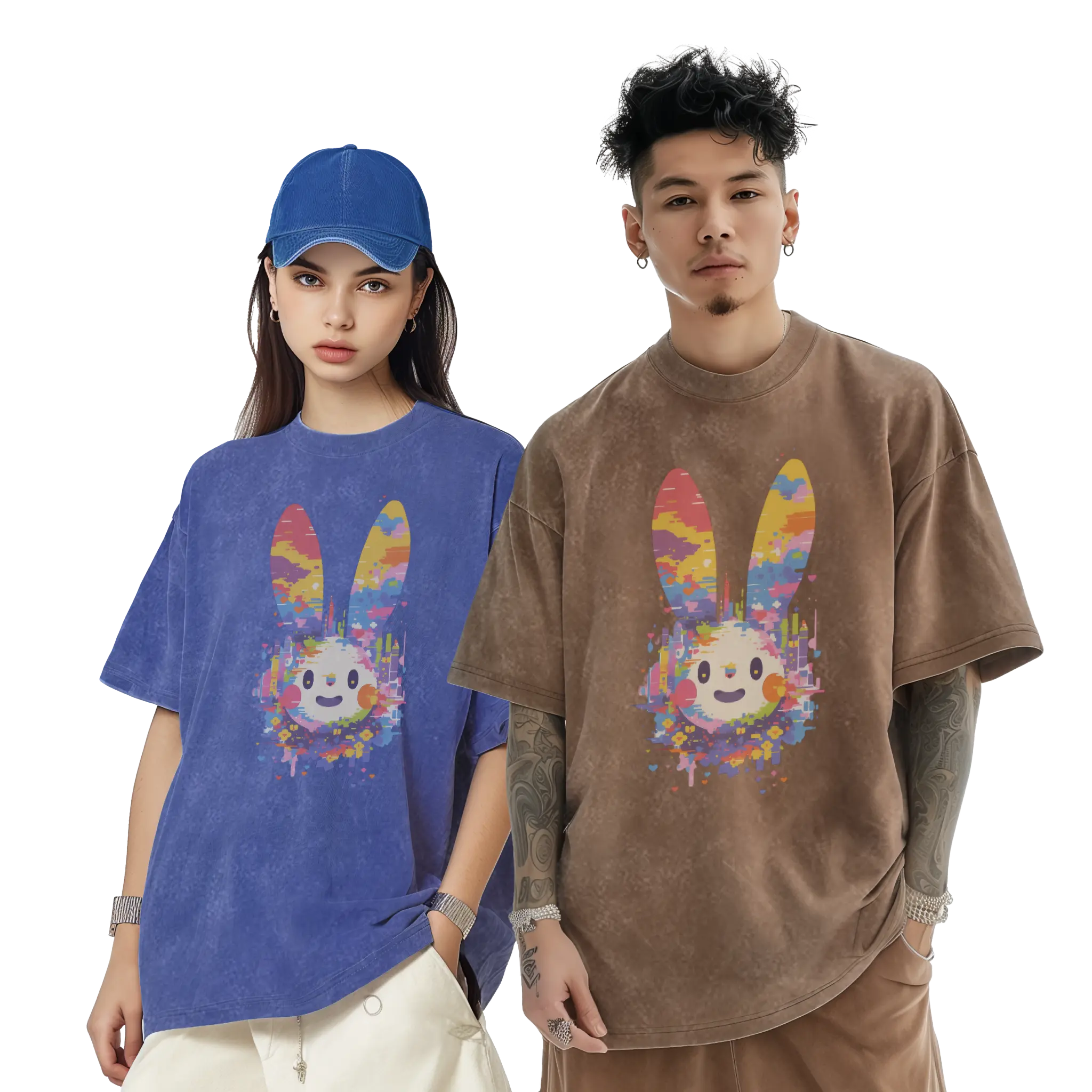 活在七彩都市應要微笑,兔子君T恤