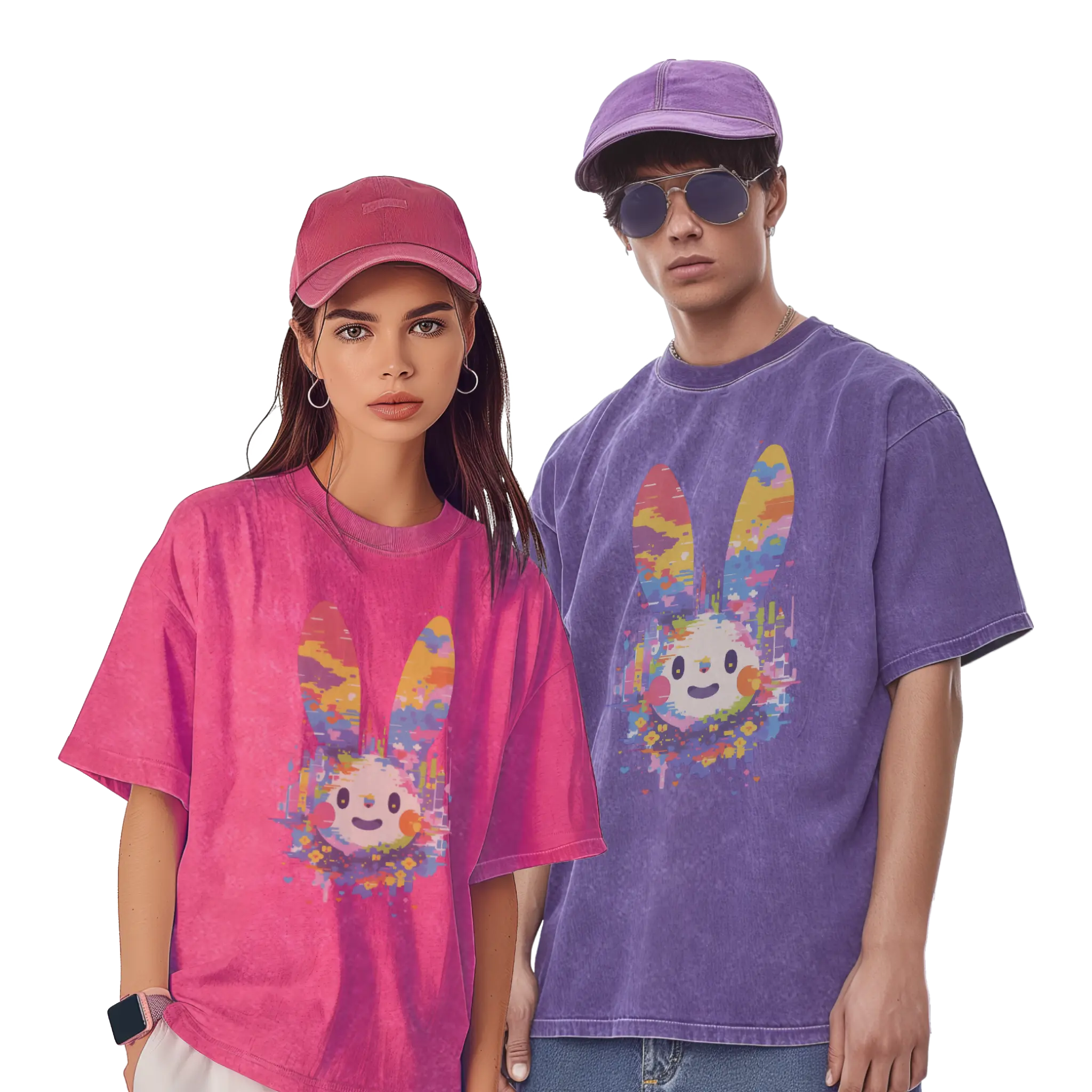 活在七彩都市應要微笑,兔子君T恤