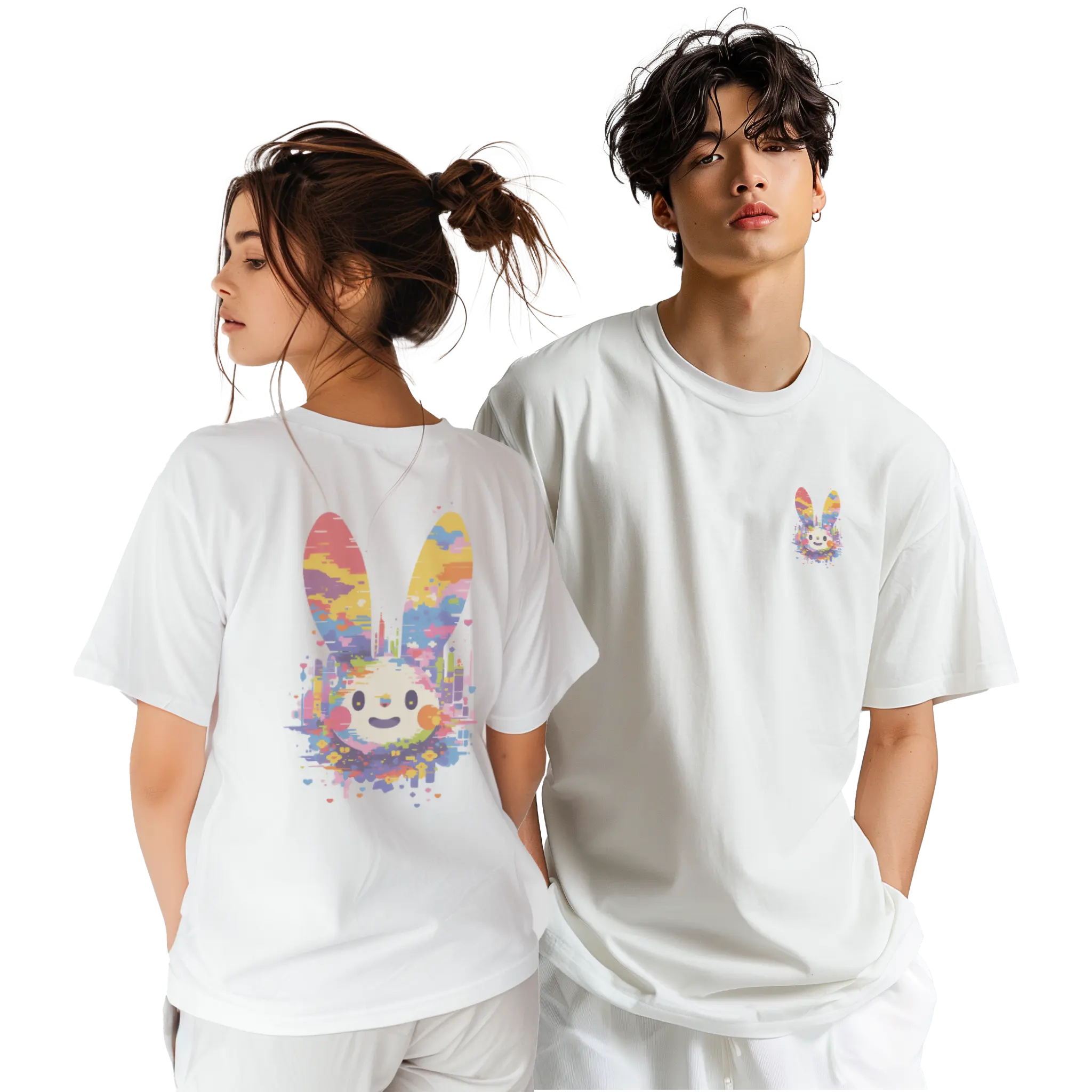 活在七彩都市應要微笑,兔子君T恤